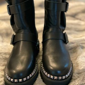 Vince Camuto Womens Alelani Motorcycle Boots Zipper Embellished